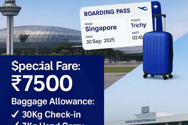 Singapore to Trichy Flight Booking – Indigo Offer Fare