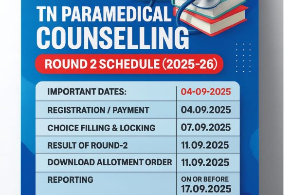 TN Paramedical Counselling 2025-26 | Round 2